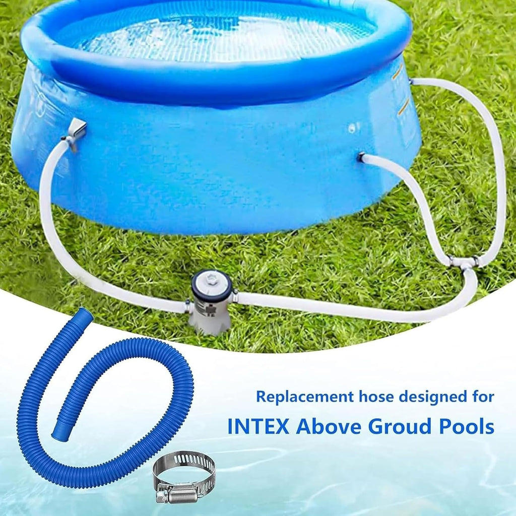 1.25" x 41in Pool Hoses Set for Above Ground Pools – Pool Pump Replacement Hose with Clamps, Compatible with Intex, Coleman, Summer Waves Pool Pumps & Filters (2 PACK Blue)
