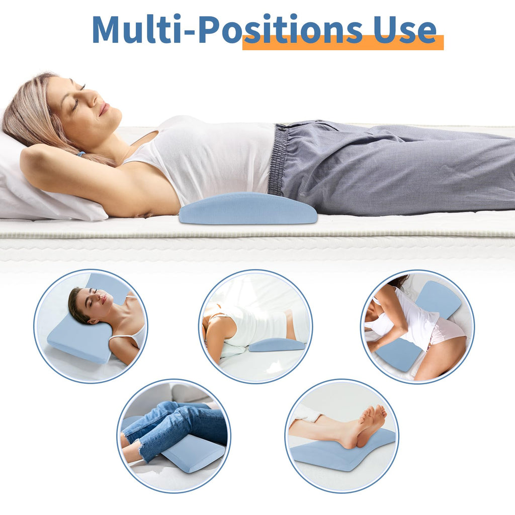 Lumbar Support Pillow for Bed Relief Back Pain: Lower Back Pillow for Sleeping - Memory Foam Waist Pillow - Back Wedge Bolster Pillow for Side, Back&Stomach Sleepers - Bed Rest Pillow for Car, Sofa