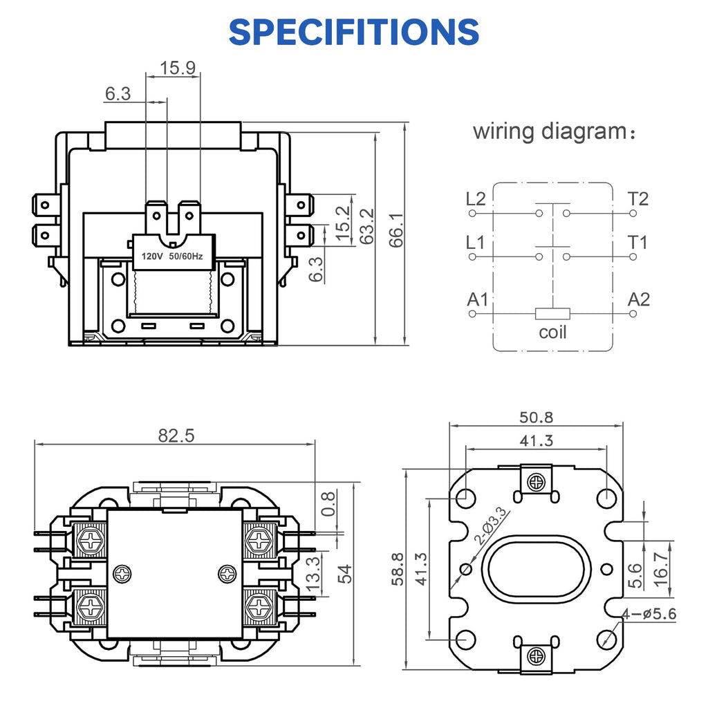 BOJACK 2 Poles FLA 30 Amp Coil 120 VAC Air Conditioner Condenser Compressor Contactor Motor Definite Purpose AC Contactor