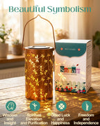 DIBIEECN Birthday Gifts for Women Mom Grandma Wife, Solar Lanterns Outdoor Waterproof, Metal Hanging Lights Garden Decor, LED Decorative Lantern for Patio Porch Backyard,Dragonfly, 1 Pack
