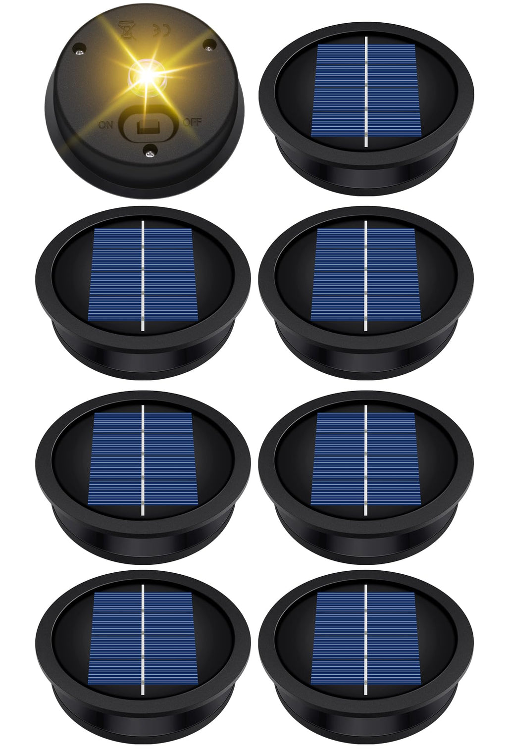 8 Pack Solar Light Replacement Tops(3.23 Inch Top, 2.83 Inch Bottom), Waterproof Replacement Solar Lantern Parts for Outdoor Hanging Lanterns DIY Table Lights Garden Patio Decor