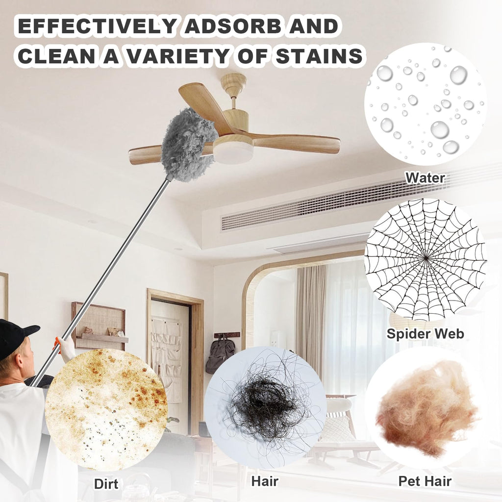 Storystore Ceiling Fan Cleaner Duster - Adjustable Duster with Extension Pole,Dusters for Cleaning Fan Blade, Walls and Cobweb (7FT/Grey)
