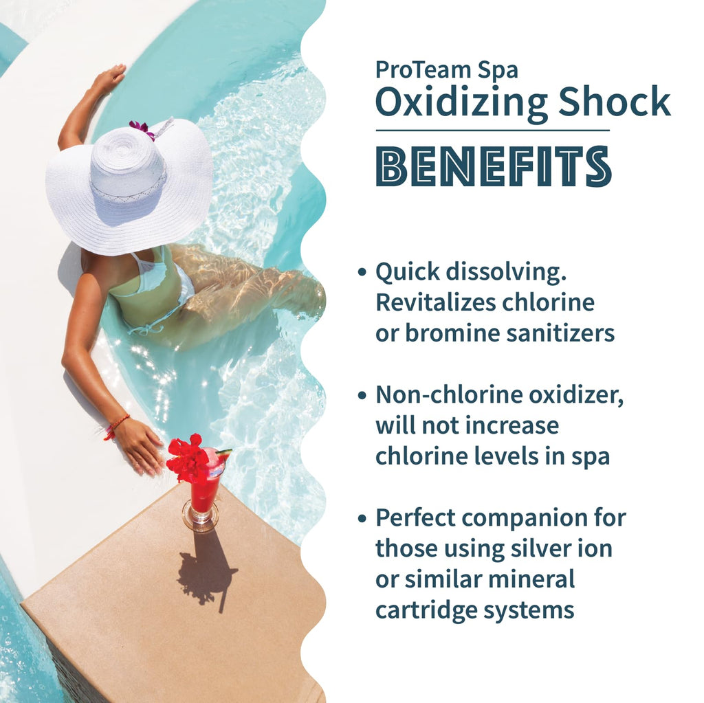 ProTeam Non-Chlorine Spa Shock for Hot Tub – Fast-Acting Oxidizing Shock Treatment, Clears Cloudy Water & Eliminates Odors – Made in USA, 2.2 lb + SplashWiz Care e-Book