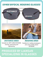 LianSan 2 Packs Premium Metal Bifocal Sunglasses for Men Women Retro Top Clear Sun Readers with UV Protection(Multicolor,1.75x)