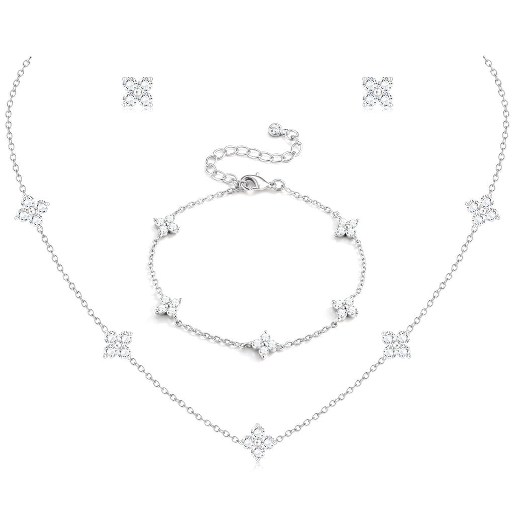 ORAZIO Dainty Silver Plated Jewelry Set for Women Gift Wedding Bride Prom