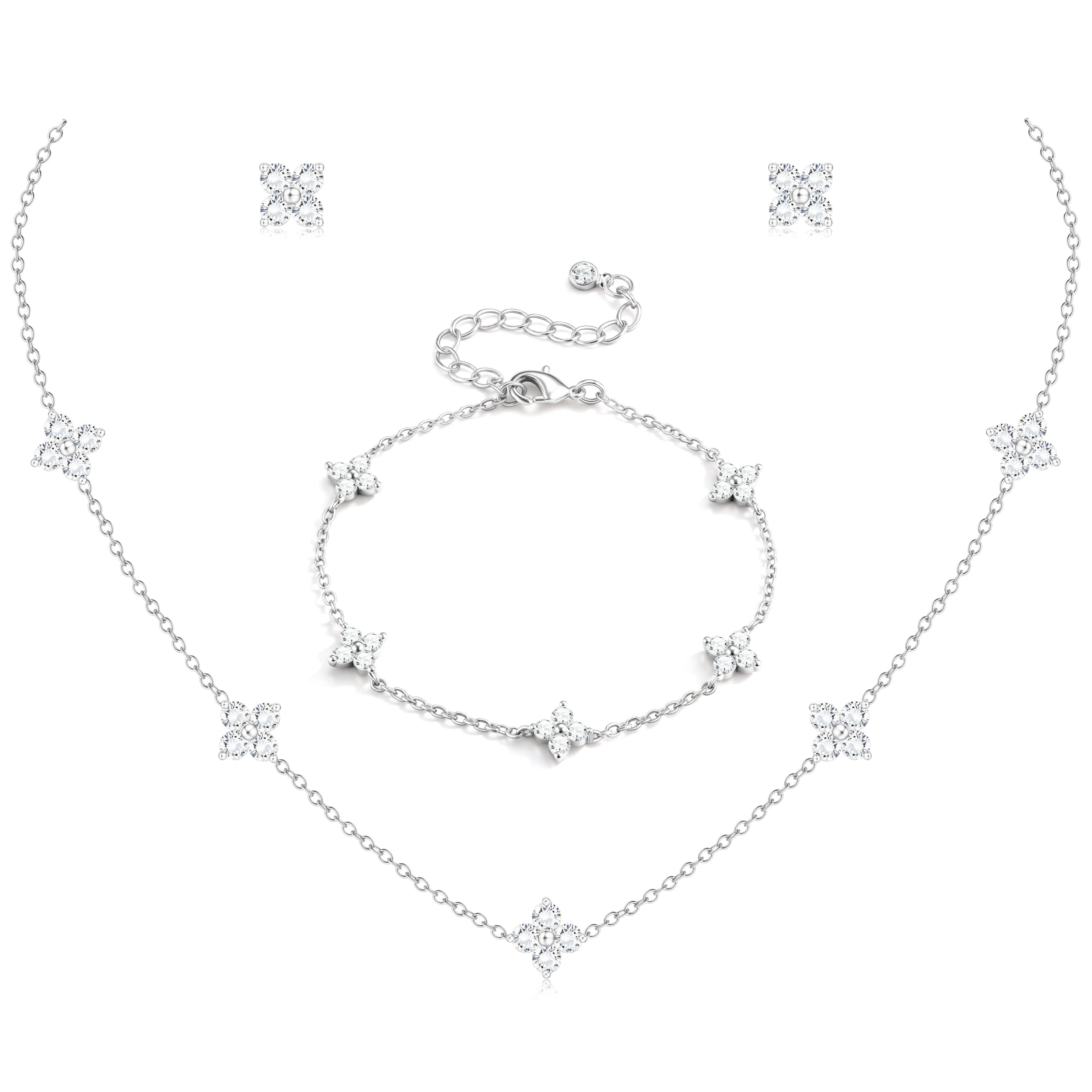 ORAZIO Dainty Silver Plated Jewelry Set for Women Gift Wedding Bride Prom
