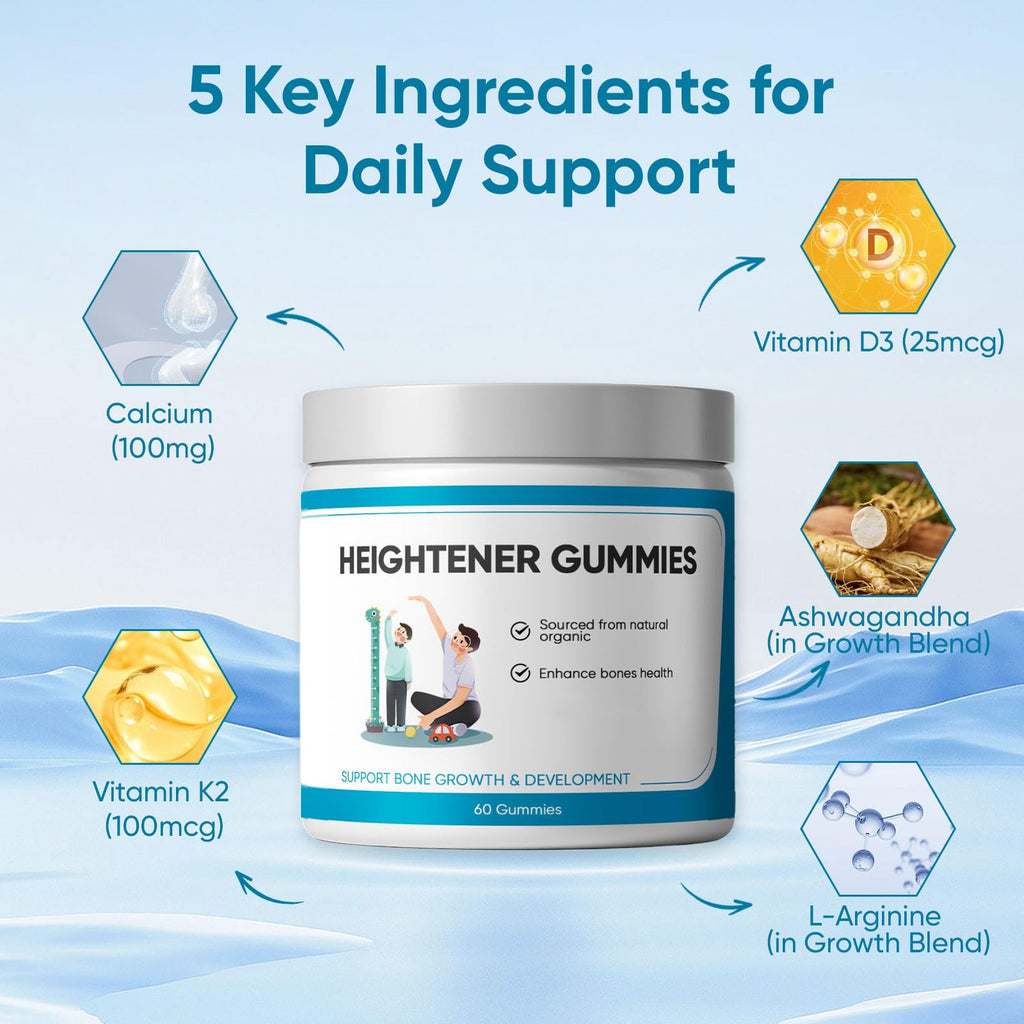 SPEORARY Heightener Gummies with Vitamin C, Vitamin D, Calcium & Ashwagandha – 60 Gummies