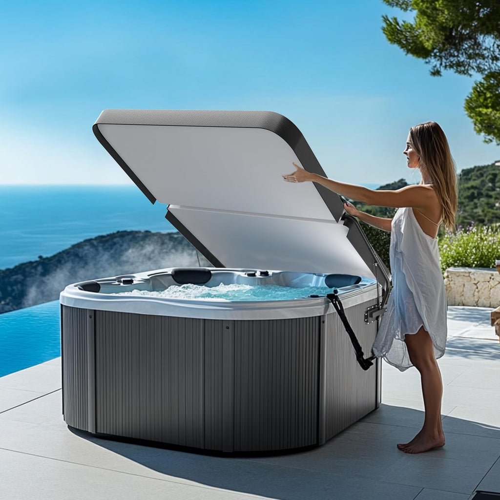 Hot Tub Cover Lifter - Heavy-Duty Spa Cover Lift Removal System, Adjustable Height & Width, Hot Tub Accessories Fits Most Hot Tubs Up to 96" Wide, Spa Lid Lifter Hydraulic Assist Removal System