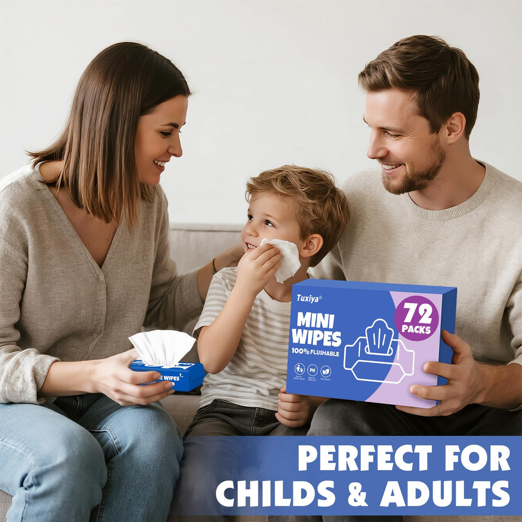 72 PackTravel Flushable Wipes with Aloe & Vitamin E,Impossibly Compact 7 Wipe Per Pack Mini Travel Adult Wet Wipe,Hypoallergenic & Fragrance-Free Skin-Friendly Flushable Wet Wipe (504 Total Wipes)