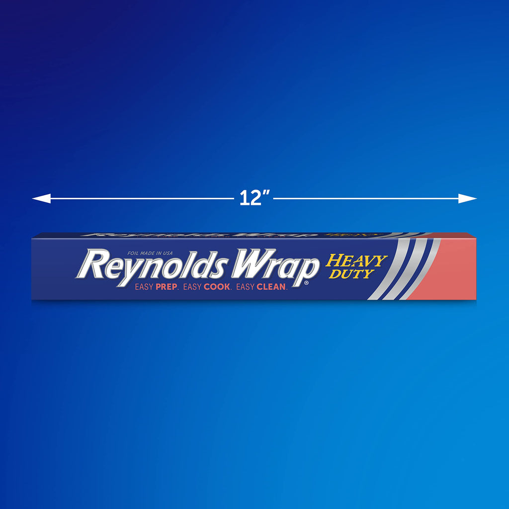 Reynolds Wrap Heavy Duty Aluminum Foil Roll, Thick Heavy Duty Foil for Added Strength and Durability, Secure Easy Open and Close Tab, 12 Inches Wide, 50 Sq. Ft. (Pack of 2)