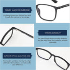 BLUEMOKY Mens Reading Glasses Classic : Square Readers Black Rectangular - Anti Glare Eye Strain (Black 2.75x)