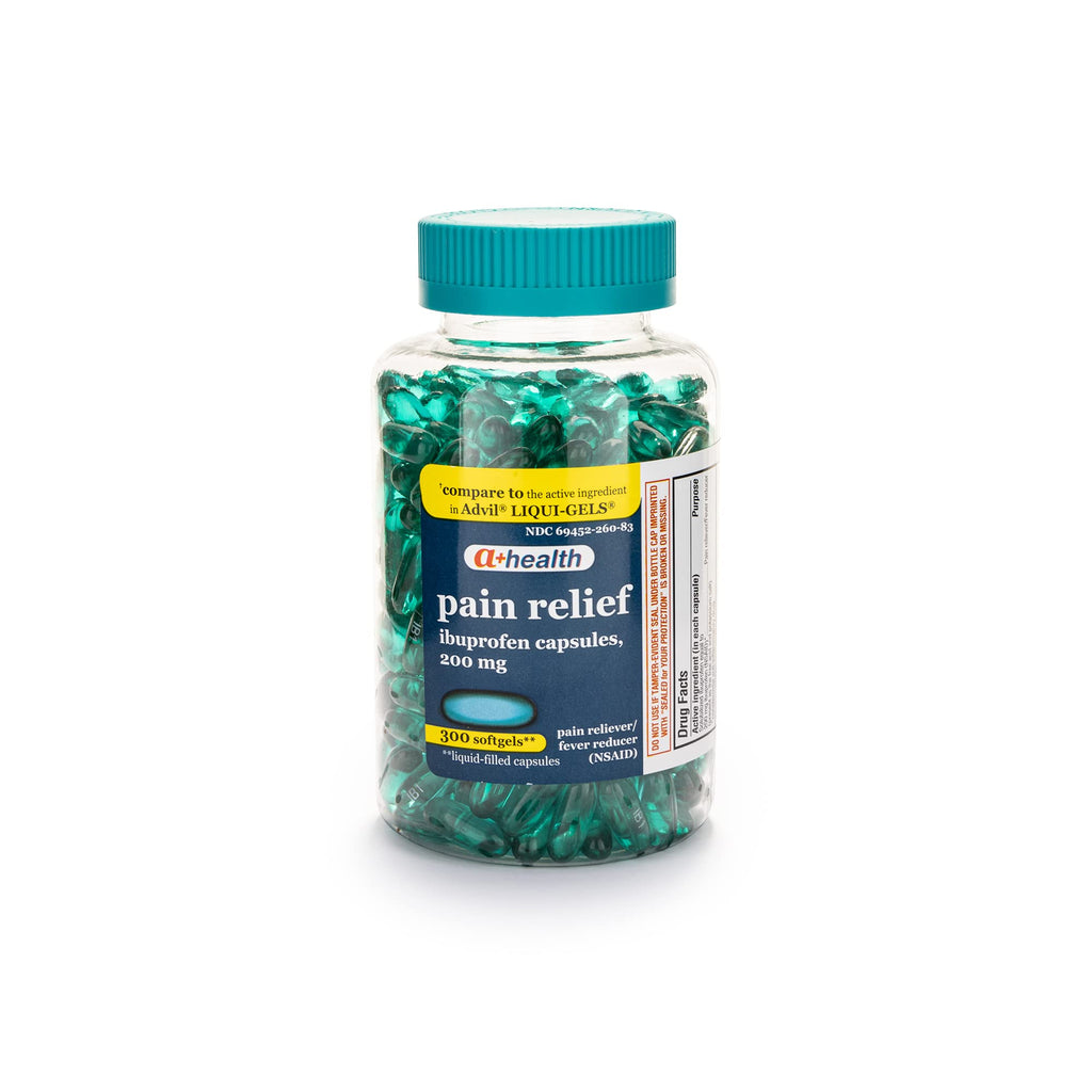 A+Health Ibuprofen 200 Mg Softgels, Pain Reliever/Fever Reducer (NSAID), 300 Count