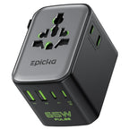 Epicka Pulse Duo 65W Universal Travel Adapter, International Power Adapter with PD & QC 3.0 Fast Charging for 2 Devices Simultaneously, European Travel Plug Adapter, Travel Essentials (Black)