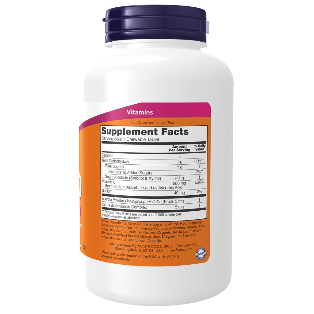 NOW Supplements, Vitamin C-500, Antioxidant Protection*, Orange Juice Flavor, 100 Chewable Lozenges (Pack of 2)