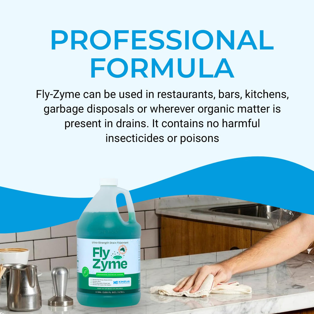 Fly-Zyme, Highly Concentrated Enzyme Drain Cleaner for Pipes, Drain Gel for Fruit Flies, Organic Waste Degrader & Odor Neutralizer, 1 Gallon