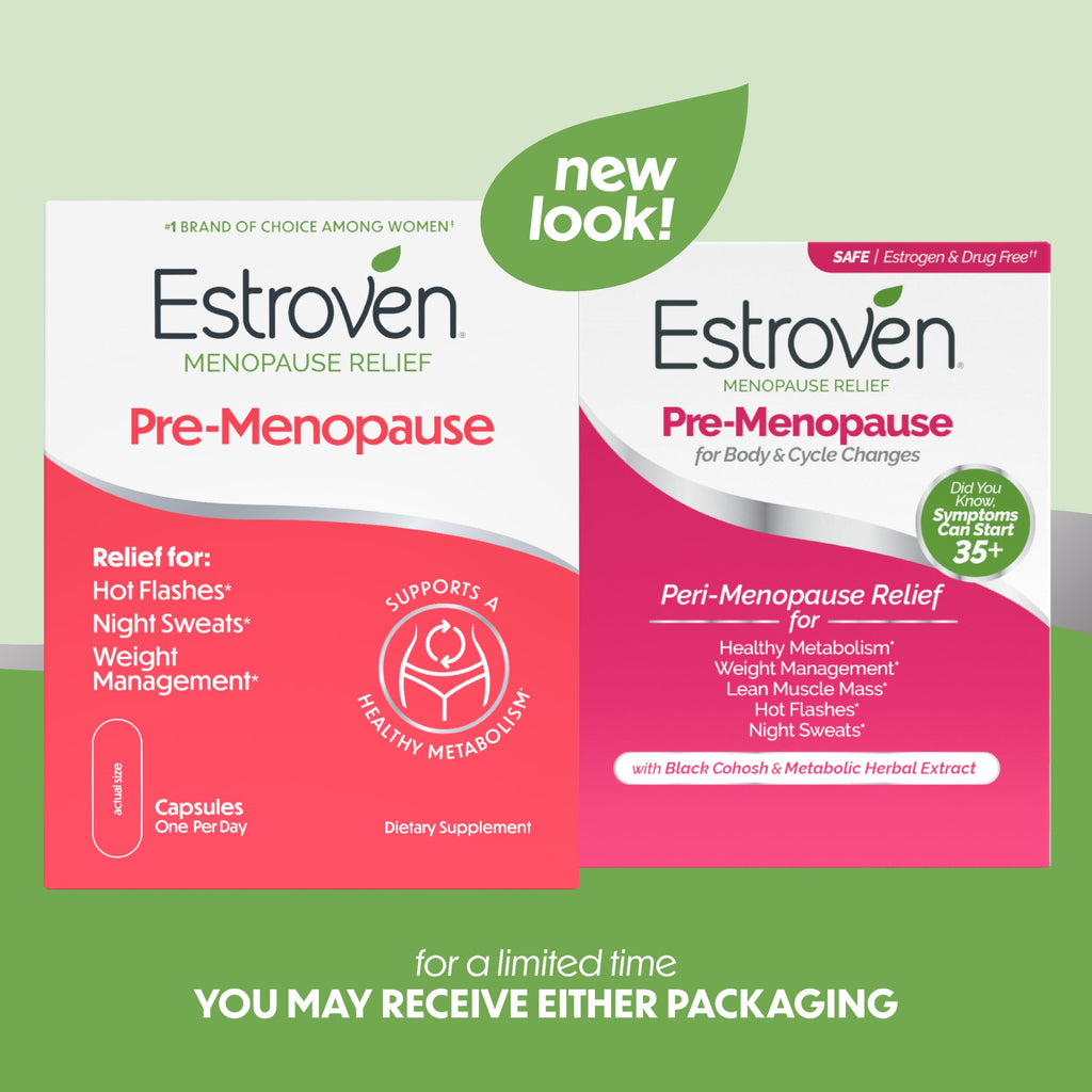 Estroven Pre-Menopause-Relief, 30 Ct., Clinically Proven Ingredients, Provides Menopause Relief Plus Night Sweats & Hot Flash-Relief, Drug-Free or Estrogen Free (Pack of 12)