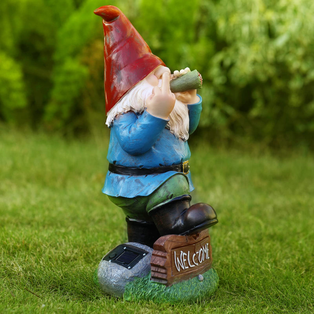 Panven Gnomes Garden Decor, 13.5" Tall Solar Large Inappropriate Funny Gifts Gnome Outdoor Statues for Yard, Patio, Lawn, Outside Naughty Gnome Garden Decorations Gift for Men Women