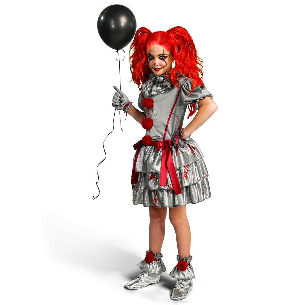 Spooktacular Creations Girls Clown Costume, Halloween Evil Clown Dress, Scary Jester Costume for Girls Halloween Dress Up, Role Play, Cosplay Party-M
