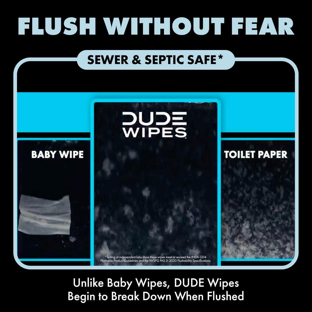 DUDE Wipes Fragrance Free Hemorrhoid Flushable Wipes - 3 Pack (144 Count) - Extra-Large, Medicated with Witch Hazel for Soothing Relief - Septic and Sewer Safe