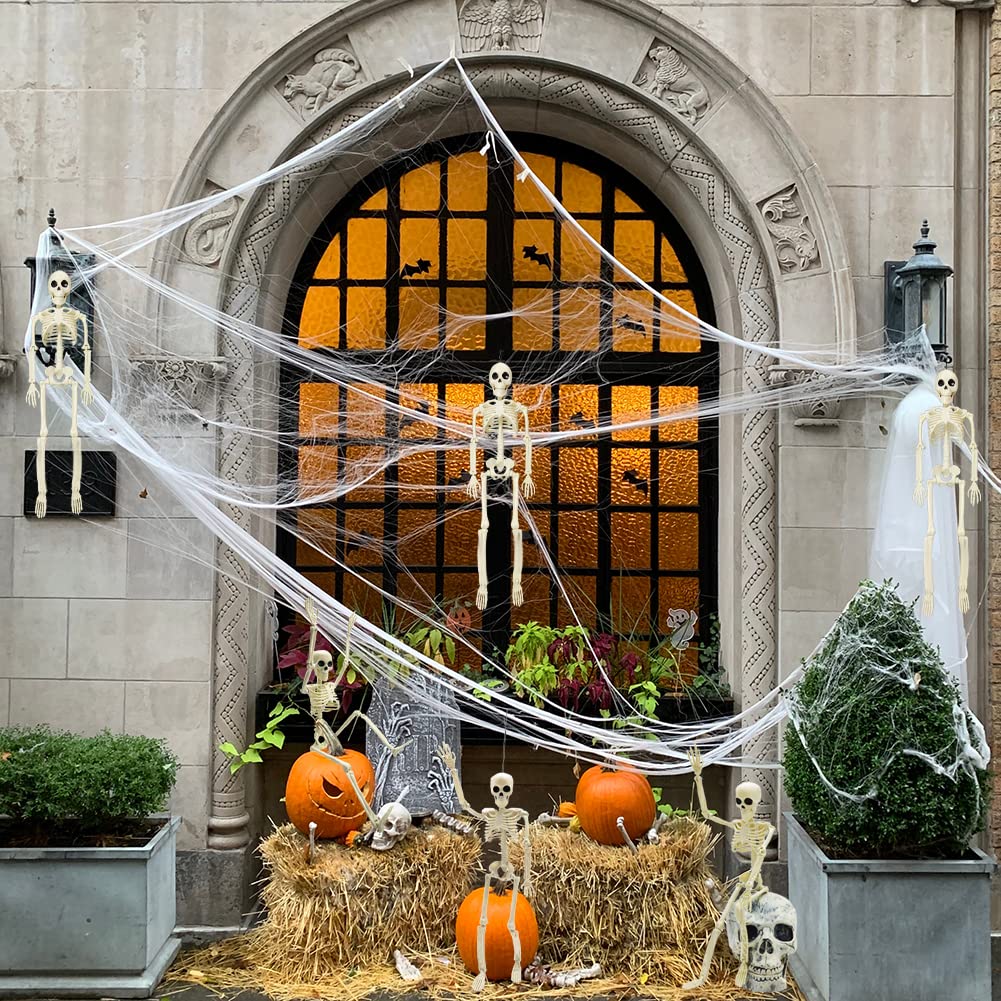 6PCS Skeleton Halloween Decorations, 16in Full Body Poseable Small Skeleton