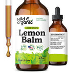 Wild & Organic Lemon Balm Tincture - Mood Support Supplement - Melissa Lemon Balm Leaf Extract Drops - Vegan, Sugar & Alcohol-Free Calming Supplement - 4 fl oz
