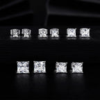 MDFUN Princess Cut Cubic Zirconia Stud Earrings for Women Men,5 Pairs