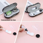 FlyingMage 2 in 1 Contact Lens Case and Eyeglasses Case for Women Men Kids, Double Sided Hard Shell Portable Glasses Travel Holder with Built-in Mirror, Contact Lens Box Storage Kit (Black Skull)