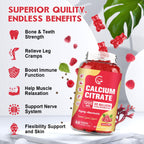 (2 Pack) Sugar Free Calcium Citrate Gummies 1200 mg with Vitamin d3, K2, Magnesium, Zinc for Bone, Muscle & Immune Support, High Absorption Calcium Supplement for Women, Raspberry Flavor, 60 Chews