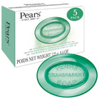 Pears Soap, Pure & Gentle with Lemon Flower Extracts, 5-Pack – Transparent Green Glycerin Soap for Radiant, Glowing Skin, 4.4 Oz Ea