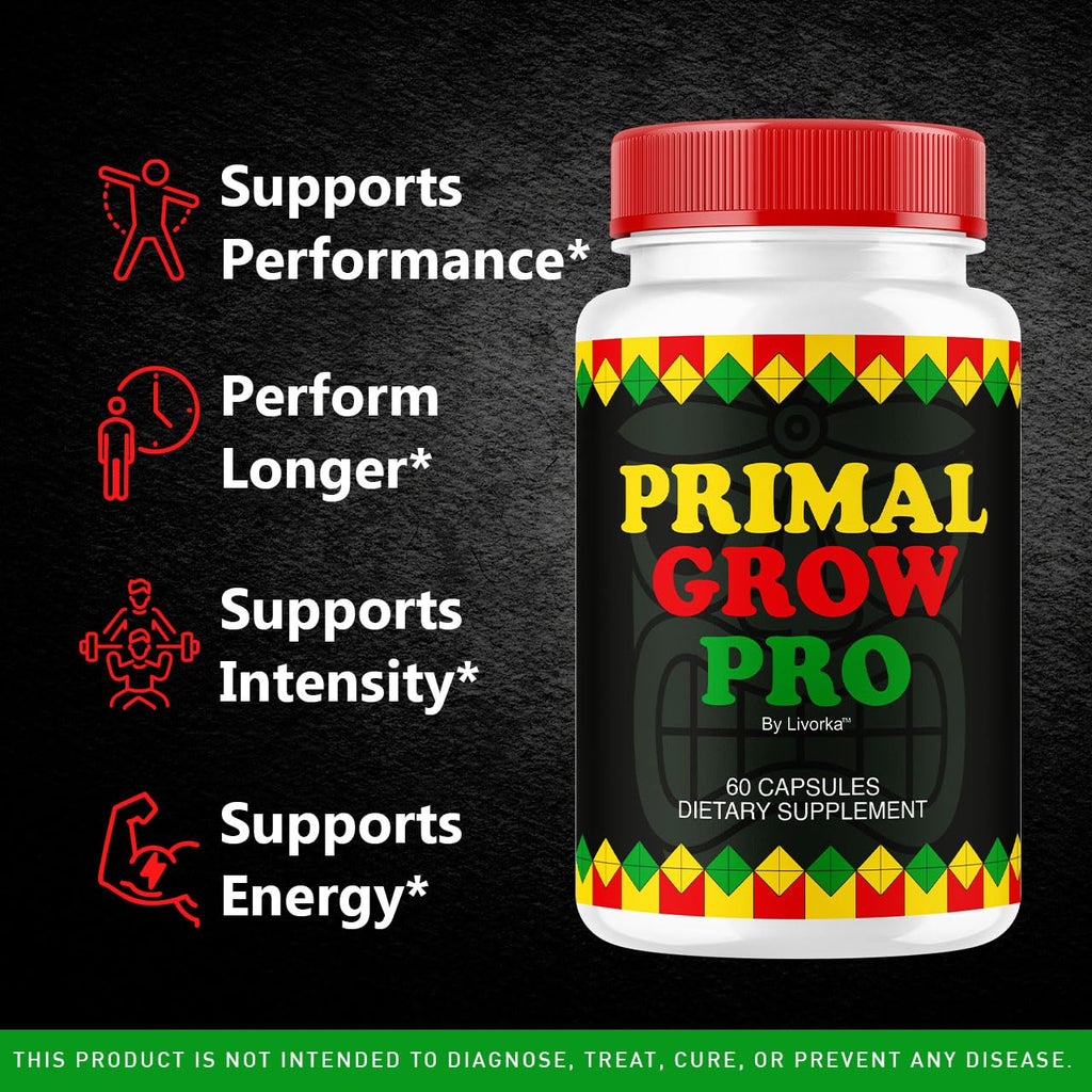 (2 Pack) Primal Grow Pro for Men - Official Primal Grow Pro Advanced Formula Premium Supplement Pills for Men - Maximum Strength, Natural Support Overall Health & Wellness, 120 Capsules for 2 Months