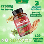 Cona Nature Organic Shatavari Powder Capsules 2250MG with Ashwagandha, Brahmi Extract | Support Women Health, 120 Vegan Capsules