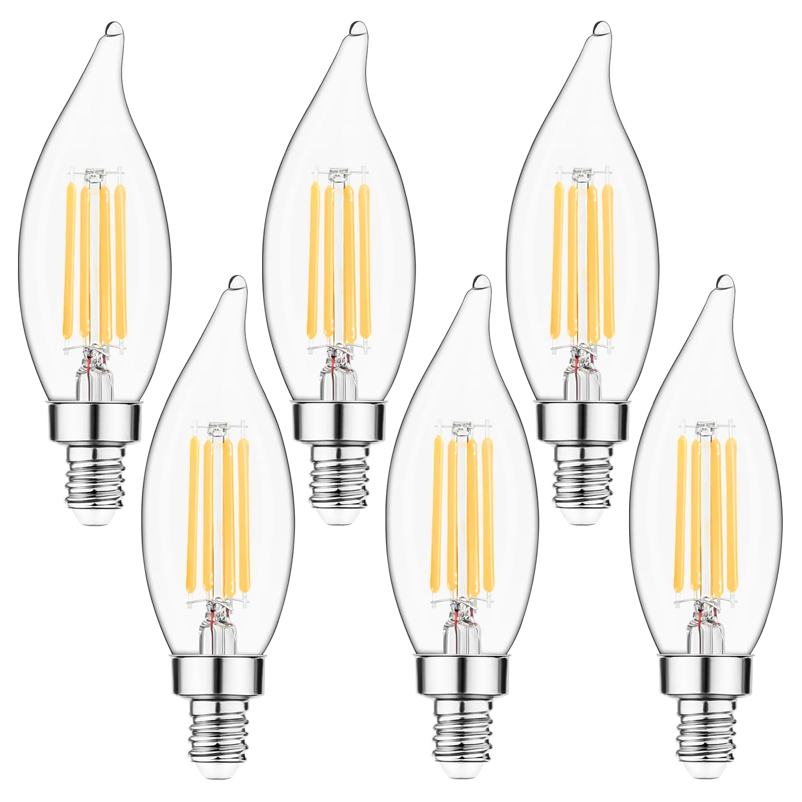 Sengled E12 Candelabra LED Bulbs Dimmable, 60W Equivalent CA10 Chandelier Light Bulbs, 2700K Soft White Candle Bulbs for Chandeliers, Ceiling Fan, Pendant Light, 6 Pack