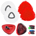 Hezane Mop Heads Replacement Compatible with O-Cedar EasyWring 1-Tank System, Includes 2 Microfiber + 2 Chenille Refills + 1 Scrub Brush + 1 Spin Mop Base for Hard Floor Cleaning