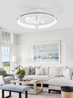 ZMISHIBO Low Profile Ceiling Fans with Lights and Remote, 20 Inch Flush Mount Ceiling Fan with Light, 3000K-6000K Dimmable Fandelier LED Fan Light, 6 Wind Speeds White Ceiling Fans for Bedroom