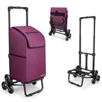 KEDSUM 2 in 1 Stair Climbing Cart, 60L/300LBS Grocery Cart on Wheels for Stairs, Shopping Carts for Groceries with Removable Waterproof Bag, Folding Shopping Carts for Stairs, Purple