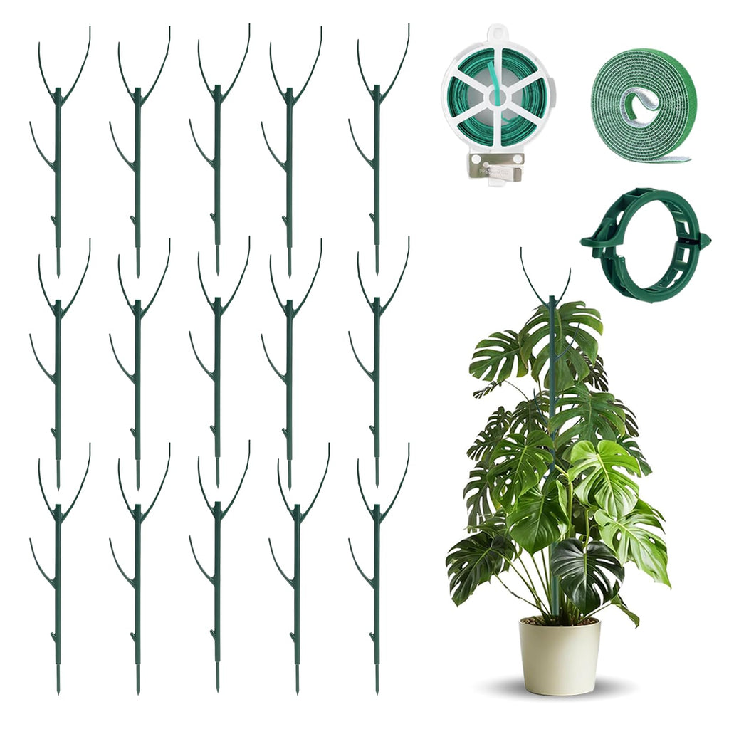 15pack Adjustable Plant Support Pole Stackable Indoor/Outdoor Support Pole with Clamps, Suitable for Supporting Monstera and Climbing Plants, Garden Accessories, Perfect Replacement for Plant Stakes