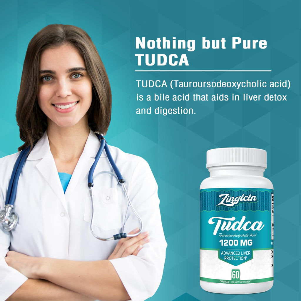 Zingicin TUDCA Supplement 1200mg - 120 Veggie Capsules,Powerful TUDCA Bile Salts Supplements for Liver,Digestion