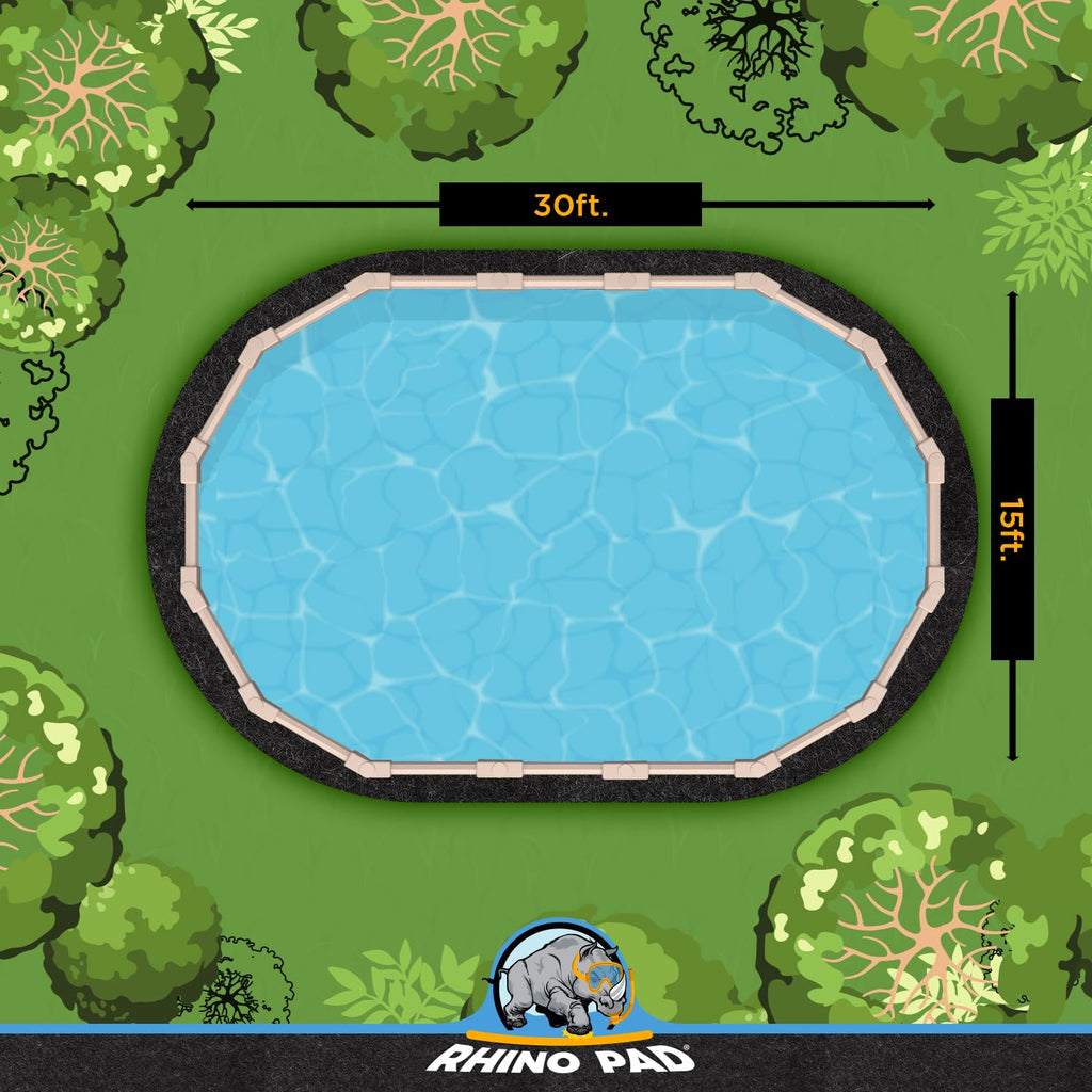 Rhino Pad 15 ft x 30 ft Oval Pool Liner Pad for Above Ground Pools | Durable Puncture Resistant Mat | Effortless to Install | Strong Eco-Friendly Padding | Extends Life of Swimming Pool Liners