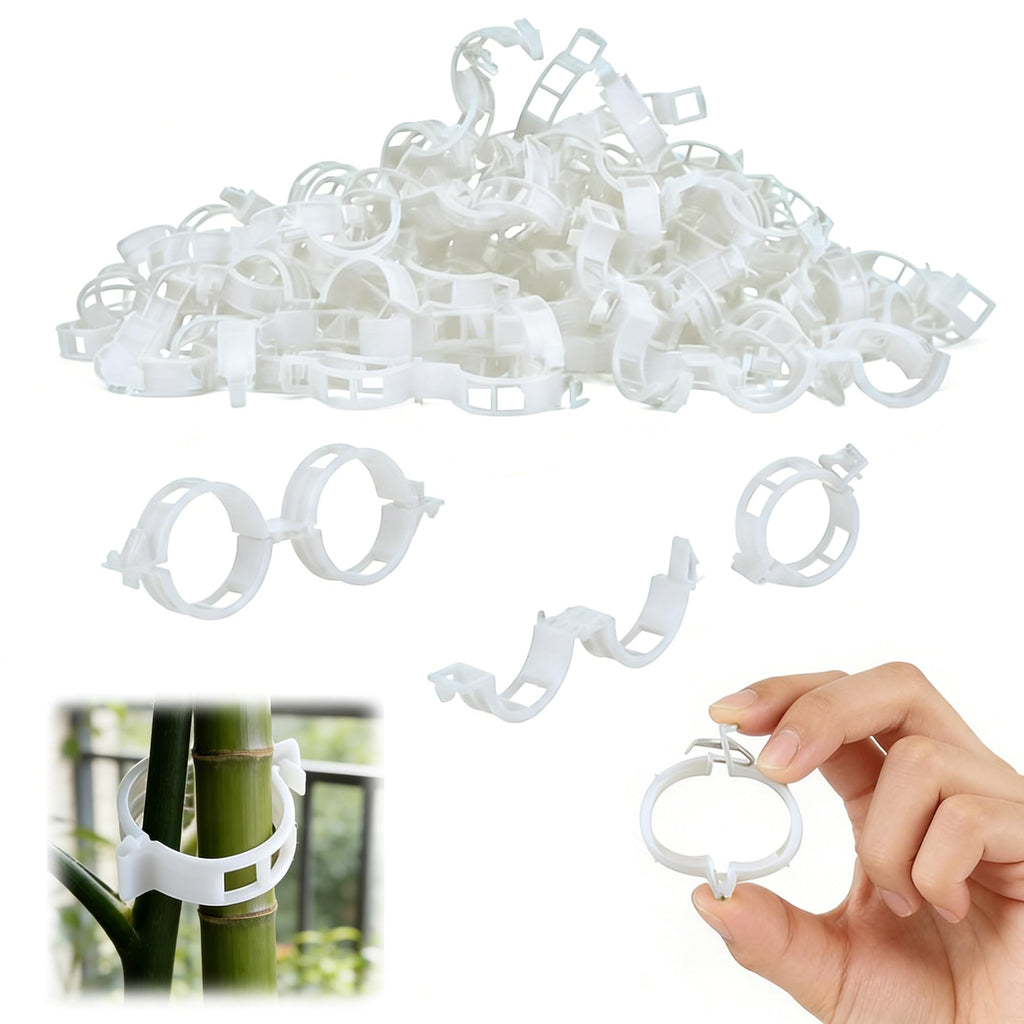 Plant Support Clips, 2026 New Garden Secured Plastic Plant Clips for Climbing Plants, Plastic Trellis Clips Tomato Grape Vine Vegetables Plant Fixing (100, White)