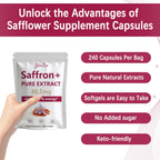 Yalei Saffron Extract Supplements 88.5mg,240 Softgels, 4 Month Supply- Boost Energy & Mood, Support Eye & Heart Health- Vegan, Gluten Free