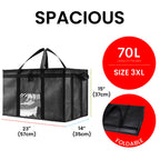 NZ home Insulated Bags for Food Delivery (3XL) Grocery Shopping Cooler Bag, Pizza Delivery, Hot & Cold Catering Tote, Reusable, Foldable & Heavy Duty (2 Pack, Black)