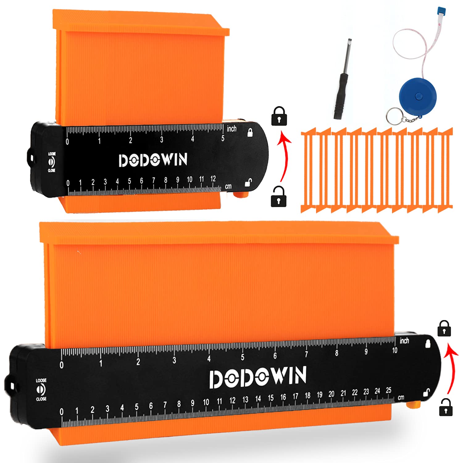 DODOWIN 10+5 Inch Contour Gauge with Lock, Gifts for Men, Dad and Husband