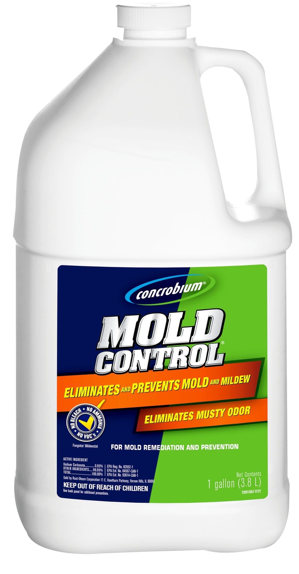 Concrobium Mold Control, 1 Gallon Refill, Eliminates and Prevents Mold, EPA Registered, Bleach Free, Odorless, VOC Free, For Indoor and Outdoor Surfaces