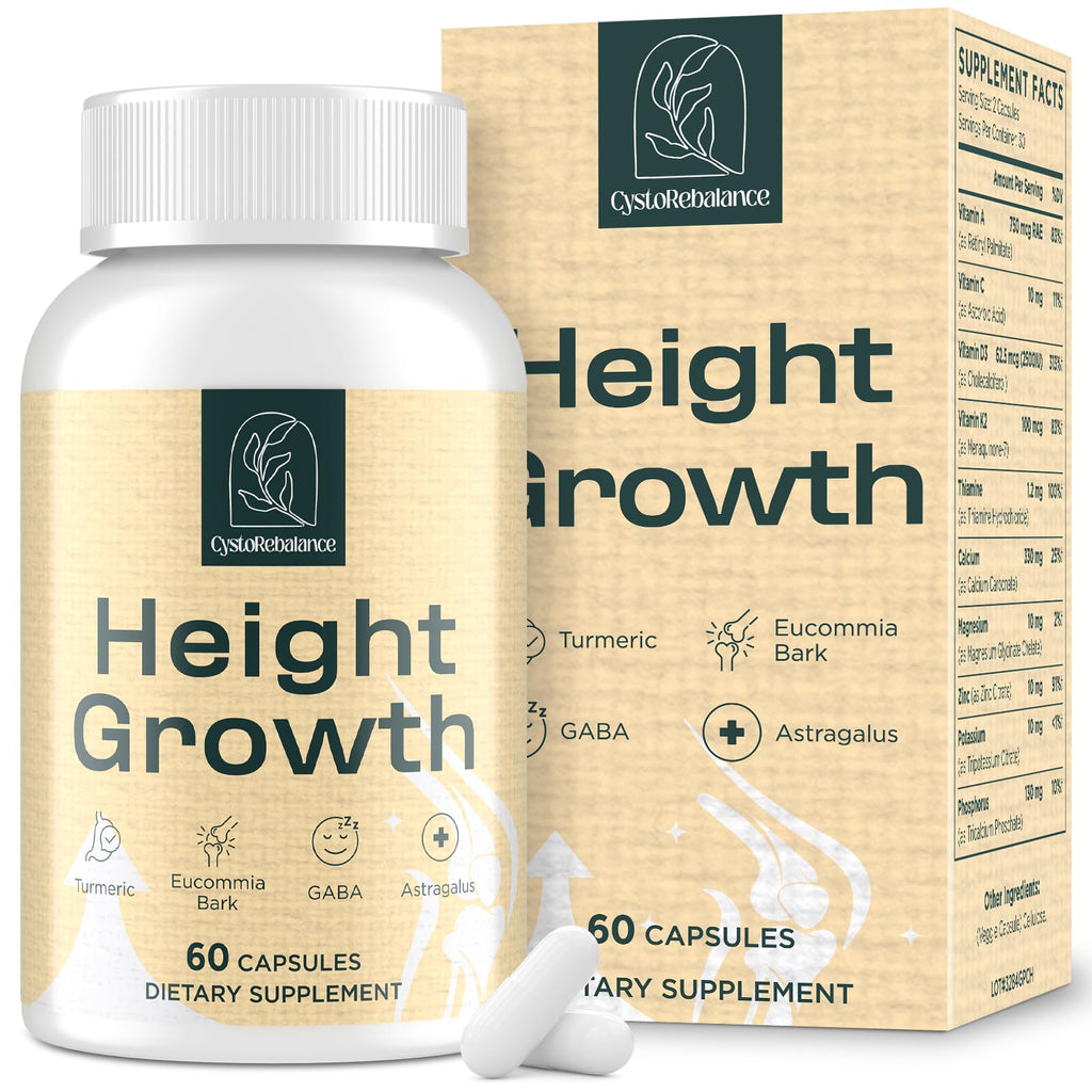 CystoRebalance 25-in 1 Bone Strength Supplement - for Natural Growth, Digestion and Stress - High Absorption - Calcium, Magnesium, Zinc, Ashwaganda and Multivitamins for Age 12+ | 60 Caps