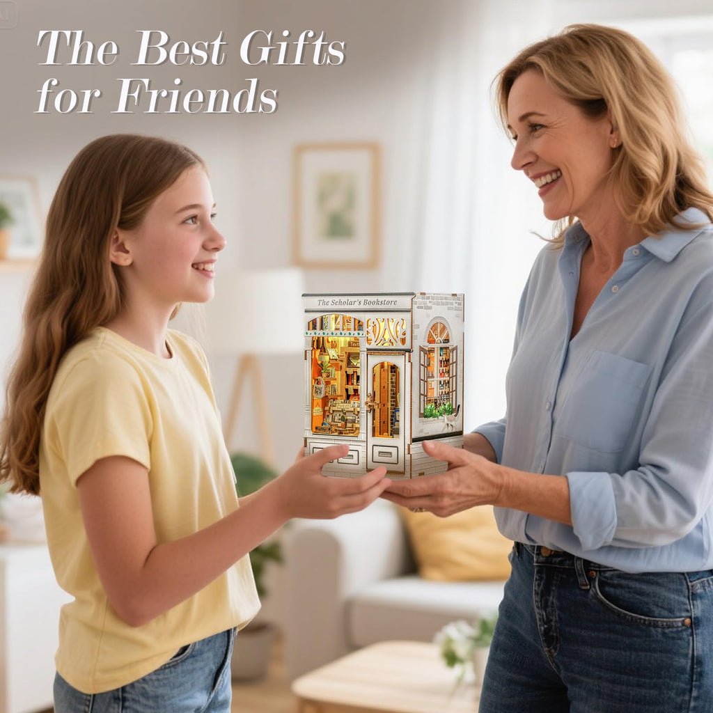 CUTEBEE Book Nook Kit - DIY Miniature House Dollhouse Kit for Adults and Teens, Booknook Tiny House Bookshelf Decor 3D Wooden Puzzle, Gifts for Family, Friends (The Scholar's Bookstore)