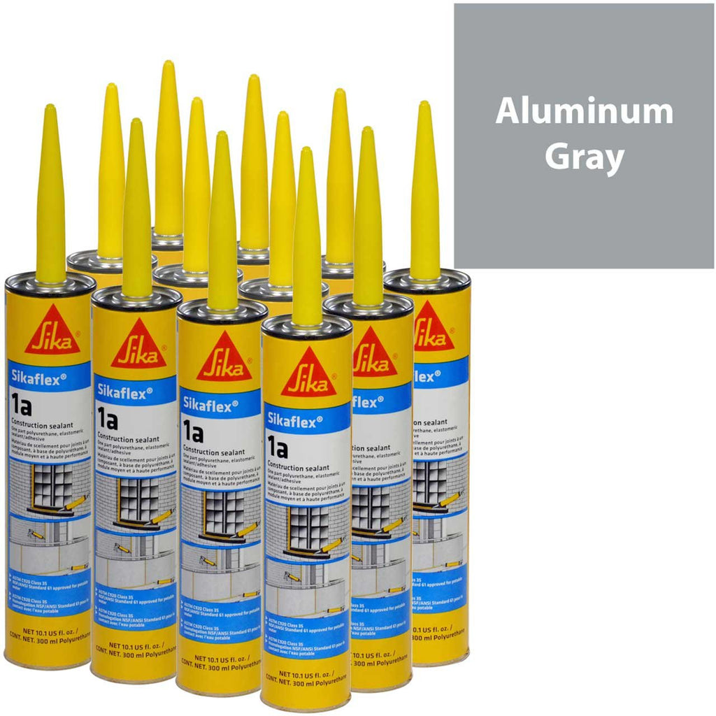 Sikaflex 1a Kit - One Component, Flexible, Non Sag, Polyurethane Concrete and Masonry Sealant for Vertical and Horizontal Surfaces, Sikaflex 1a 10 oz (Aluminum Gray, Pack of 12)