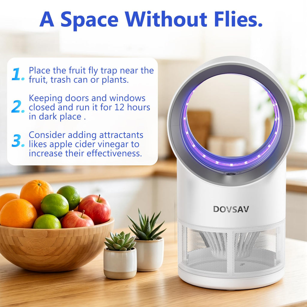 Fruit Fly Trap for Indoors, White Bug Zapper Indoor with Suction & Timer