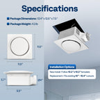 VIVOHOME AutoFlow Bathroom Exhaust Fan with Humidity Sensor 110CFM - Energy-Saving EC Motor,10.2-inch Ceiling Retrofit Bath Fan, No Attic Access Needed(Install Kit, 4-in Duct Included)
