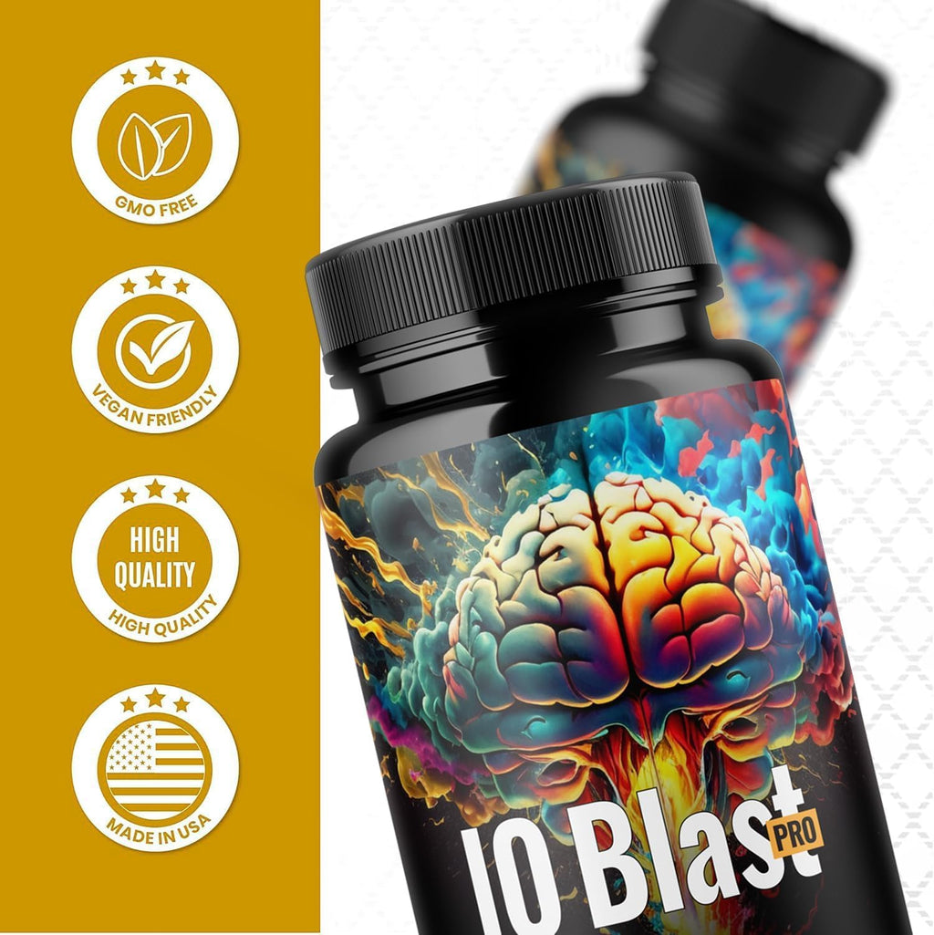 Official - IQblast Pro Supplement Capsules, Brain Pills for Memory and Focus, IQblastpro Blaster Premium Clarity Support Advanced Formula Reviews, All Natural Ingredients (3)