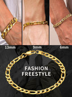 Gold Figaro Bracelet Men&Women Bracelet 6mm 8.3/'' Golden Wrist Chain Bracelet Gift